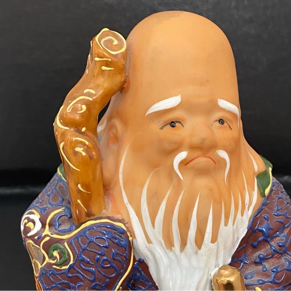Vintage Signed Kutani Fukurokuju God Of Longevity & Wisdom 6” Porcelain Figurine - Picture 11 of 14